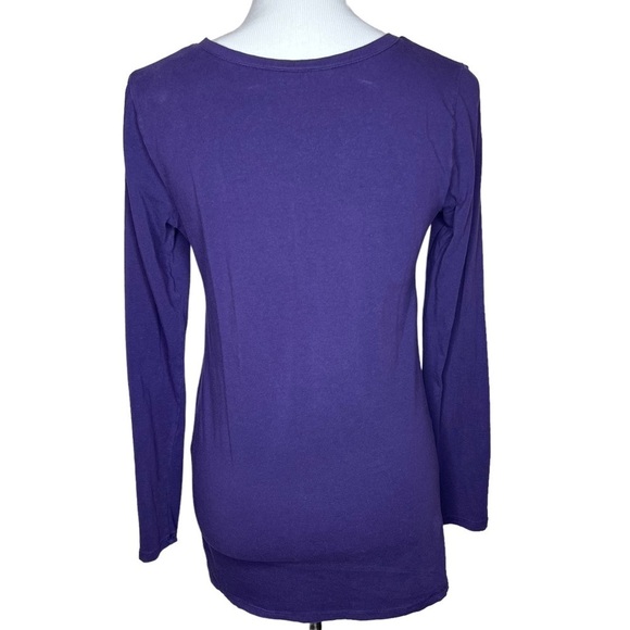 Bundle Motherhood Maternity Scoop Neck 3/4 Sleeve Tops Sz L Purple Teal Stretch - Picture 5 of 11